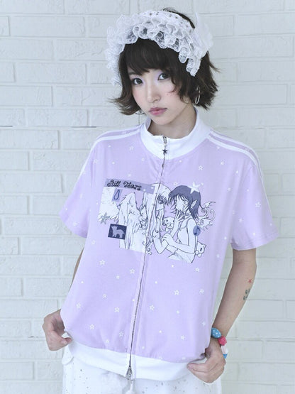 Angel Illustration Purple Cardigan【s0000016543】