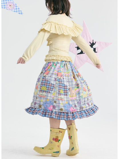 Plaid Ruffled High Waisted Skirt【s0000018369】