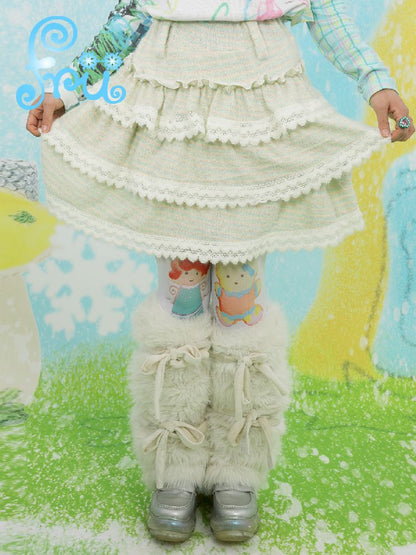 RAINBOW TWO COLOR CAKE PEPLUM SHORT SKIRT [S0000010732]