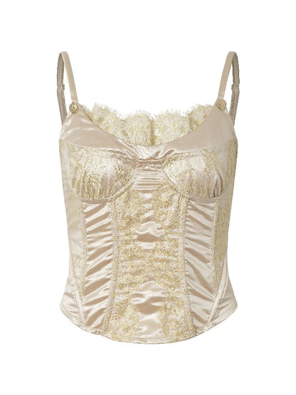 Lace Satin Fake Two Corset【s0000015936】