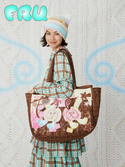 Chocolate Reversible Quilted Bag【s0000014850】