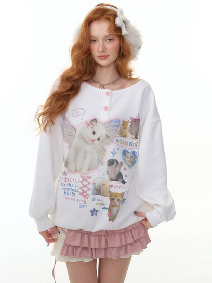 Big Round Neck Loose Lazy Sweatshirt【s0000014362】