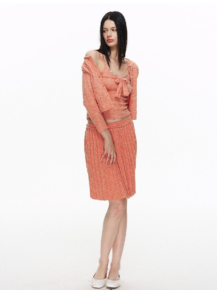 Sunset Floral Pleated Knit Set【s0000015870】