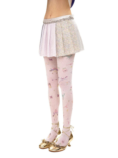 Floral Plaid Fungus Pleated Skirt【s0000016441】