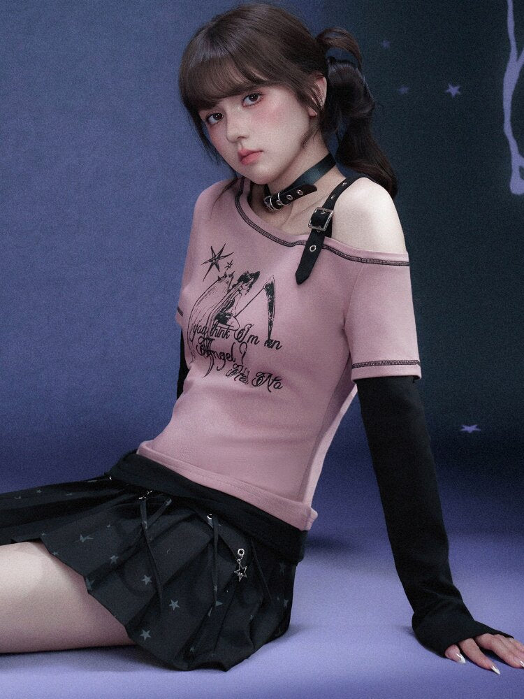 Fake Two Angel Printed T-shirt【s0000015767】