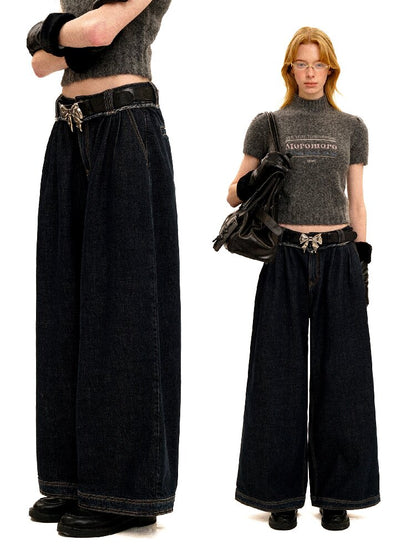 Waist Raw Lace Loose Jeans【s0000016071】