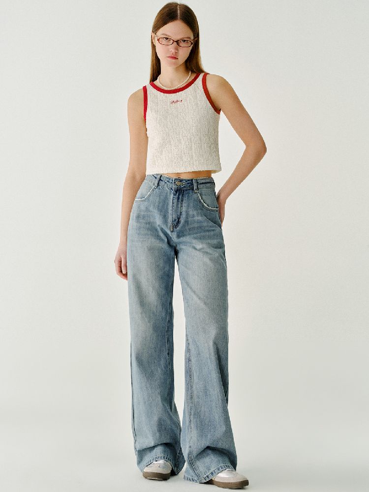 Lace Slim Colorblocking Vest【s0000011989】
