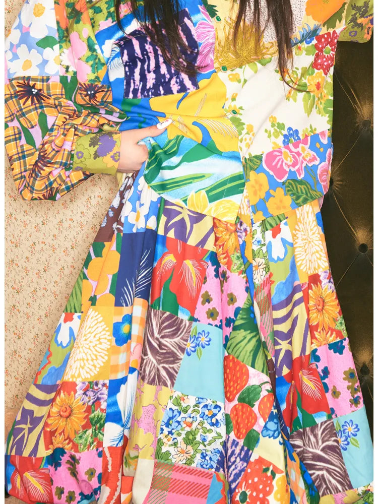 Patchwork Floral Print Skirt【s0000014148】