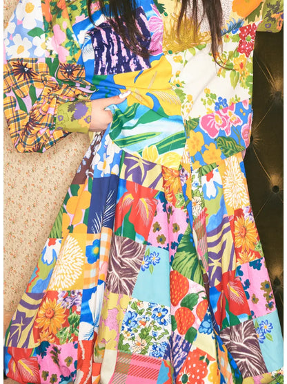 Patchwork Floral Print Skirt【s0000014148】