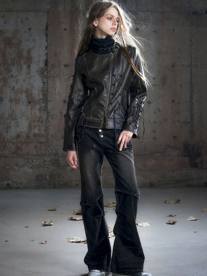 Patchwork Distressed Low-Rise Jeans【s0000013966】