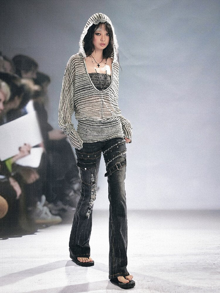 Splicing Hole Grunge Straight Jeans【s0000016284】