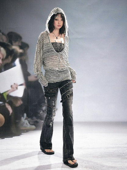 Splicing Hole Grunge Straight Jeans【s0000016284】