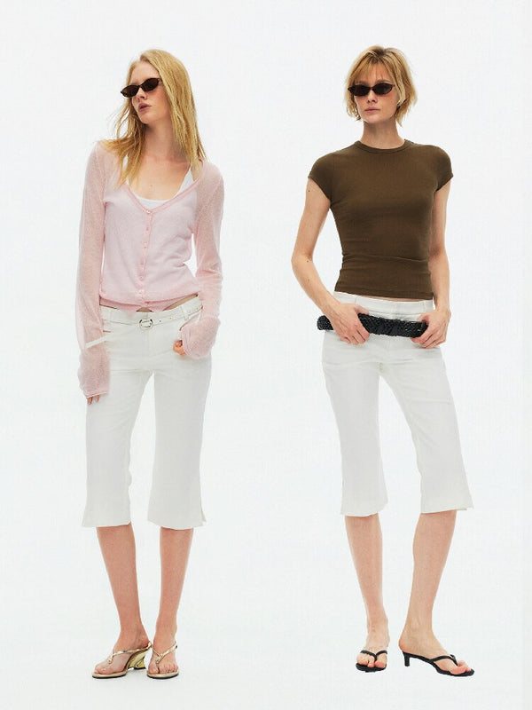 Low Rise Stretch Split Slit Pants【s0000015926】