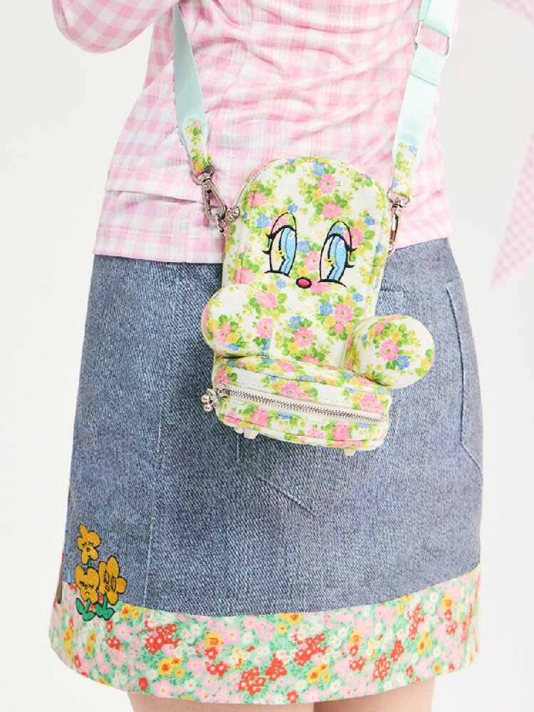 Plaid Floral Embroidered Crossbody Bag【s0000018728】