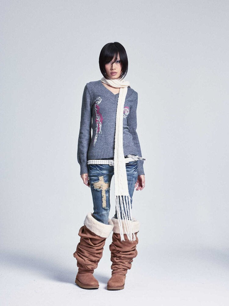 Soft Lantern Sleeve Printed Sweater【s0000015562】