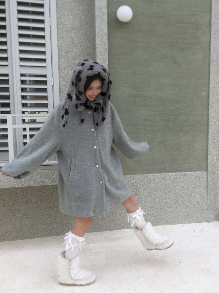 Polka Dot Shearling Rabbit Ear Hat【s0000014528】