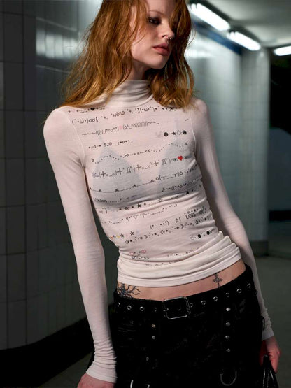 Wool Blend Emoji Stripe Turtleneck【s0000014648】