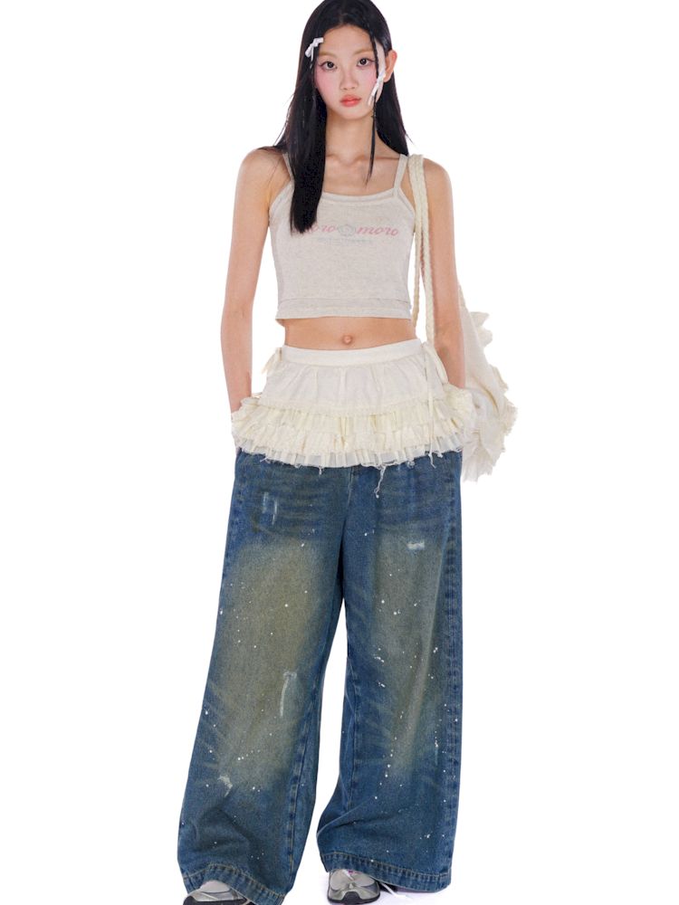 Bow tie Hundred folding white super short skirt【s0000008593】