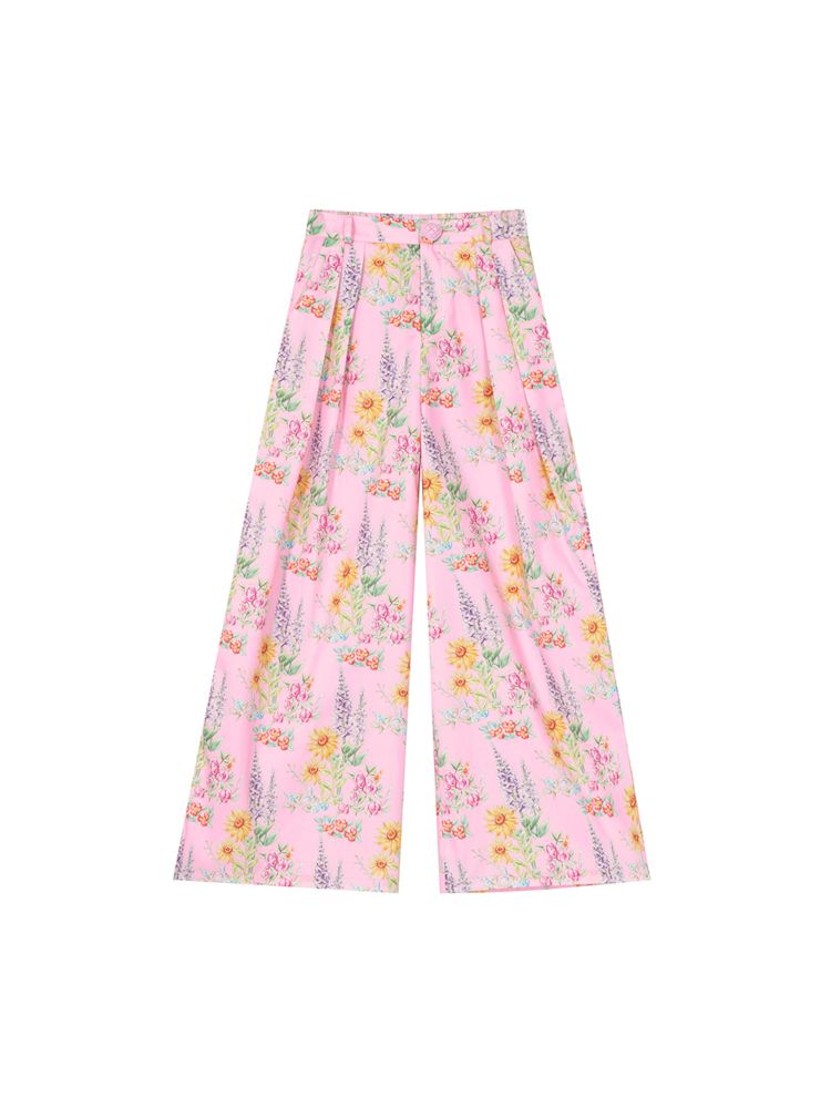 Pink Flower Wide Leg Pants [S0000010031]