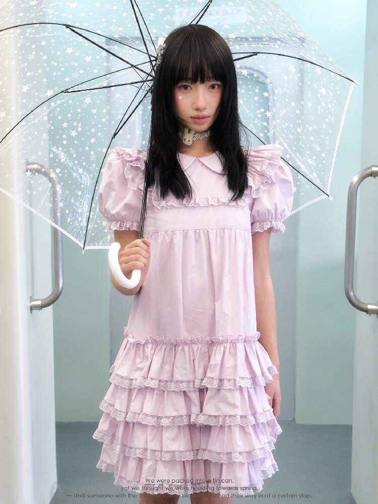 Purple Lace Cascading Cake Dress【s0000016362】