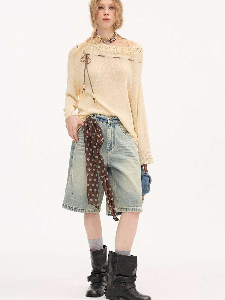 Slanted Strap Smock Knit Sweater【s0000015409】