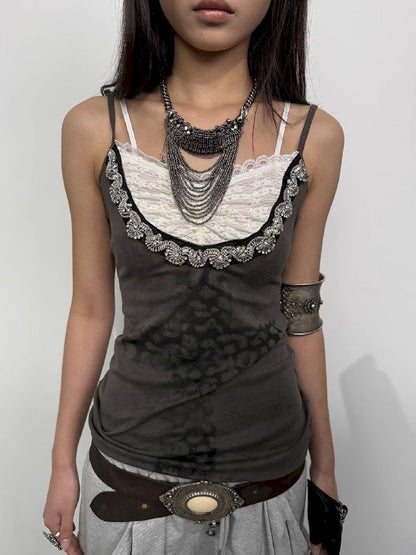 Rhinestone Cross Print Camisole【s0000012205】