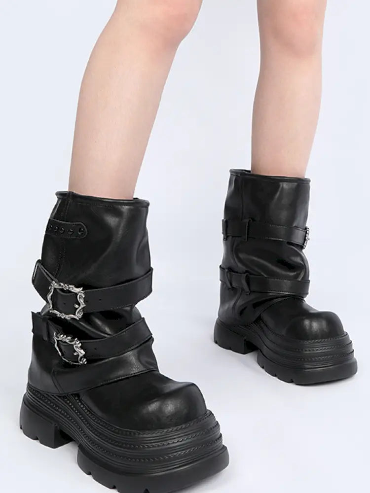 Thick Sole Mid-Calf Western Boots【s0000014186】