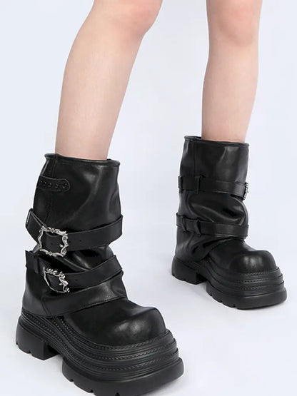 Thick Sole Mid-Calf Western Boots【s0000014186】