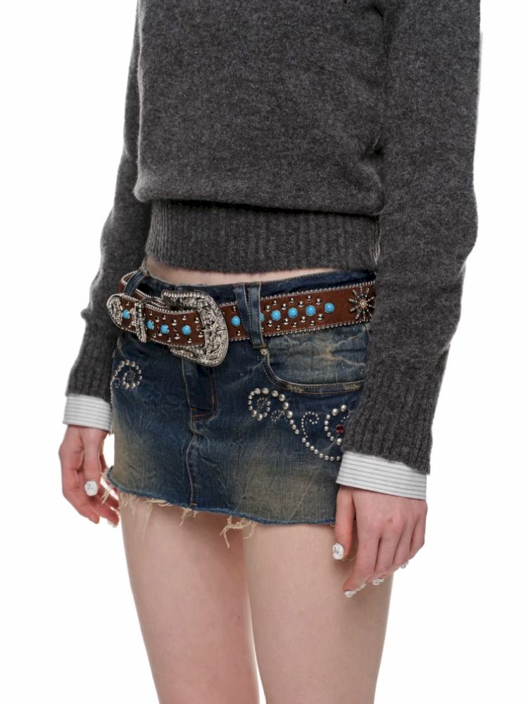 Rivet Hot Rhinestone Denim Skirt【s0000010658】