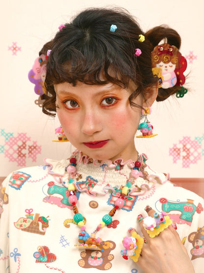 Vintage Lamb Resin Acrylic Necklace【s0000015580】