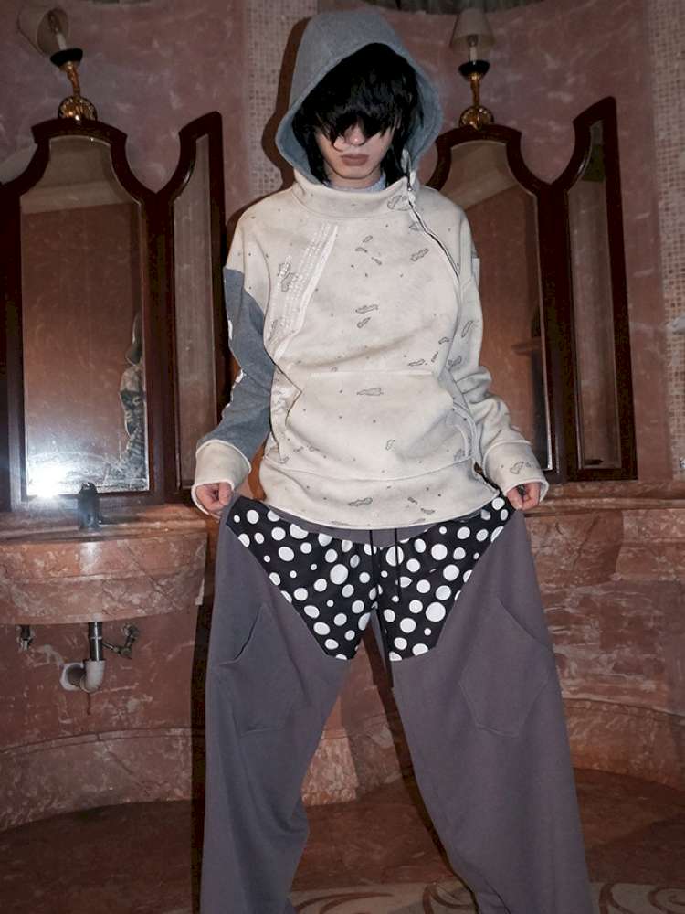 Polka Dot Paneled Wide Leg Pants【s0000015150】