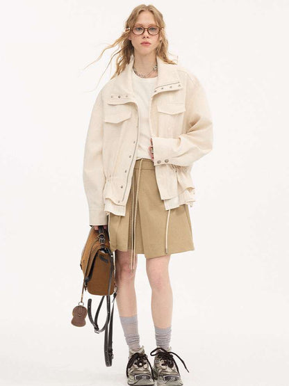 Stand-up Collar Drawstring Hem【s0000015415】