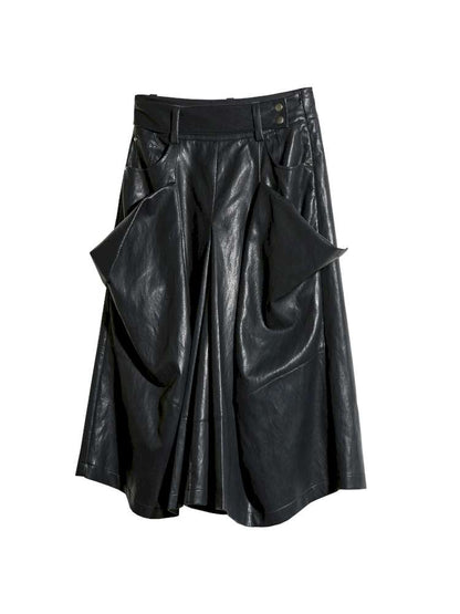 Pocket Pleat Sheepskin PU Pants【s0000015198】