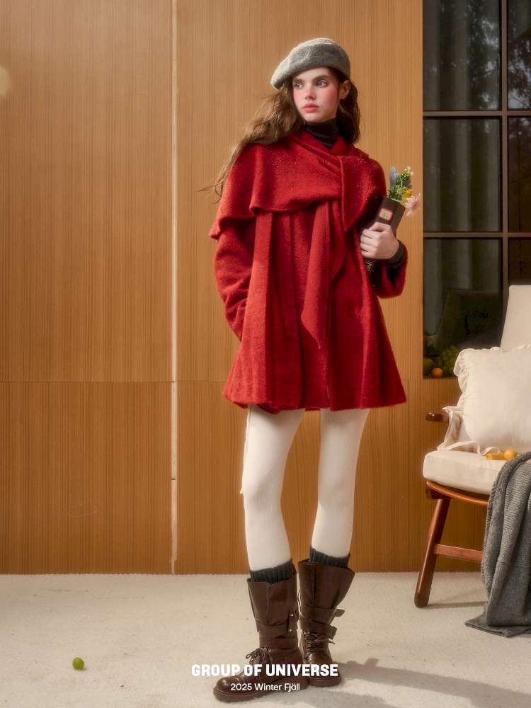 Christmas New Year Woolen Cloak Two-Piece【s0000014892】