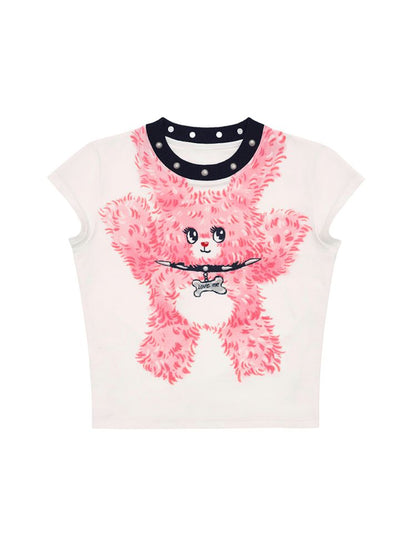 Pink Bunny Print T-Shirt【s0000008213】
