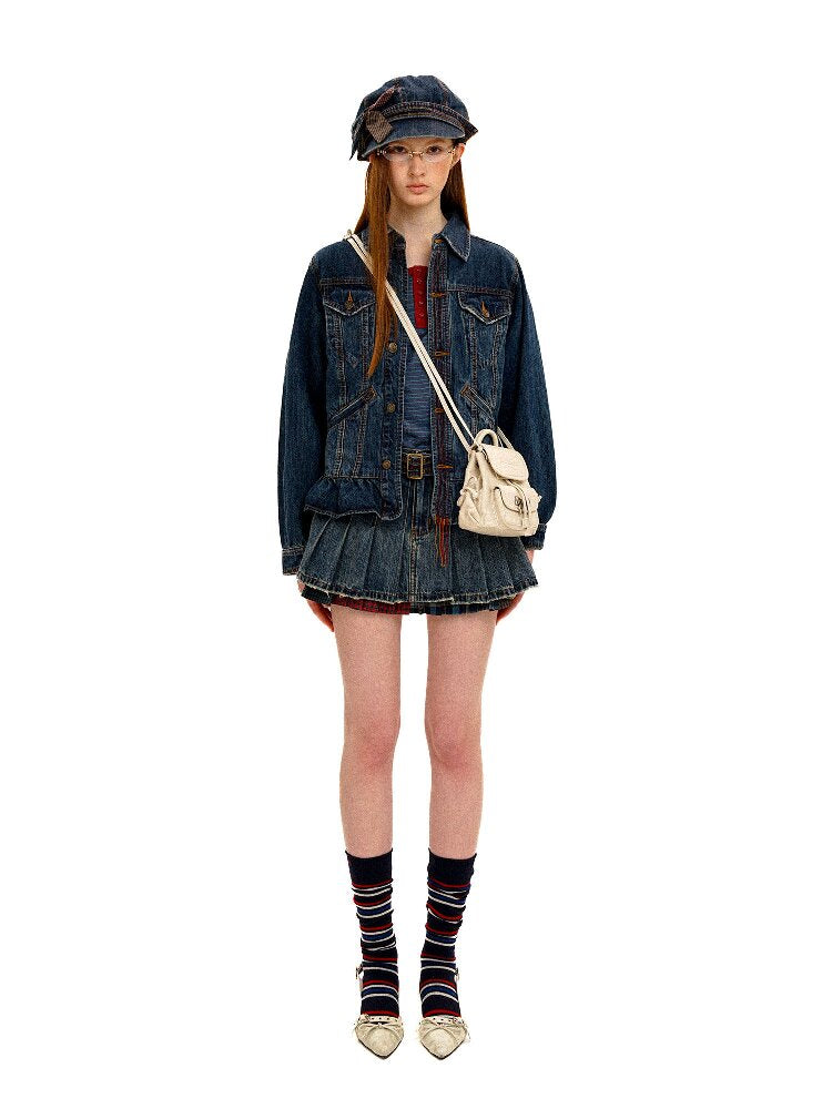 Big Bow Check Panelled Denim Hat【s0000016126】