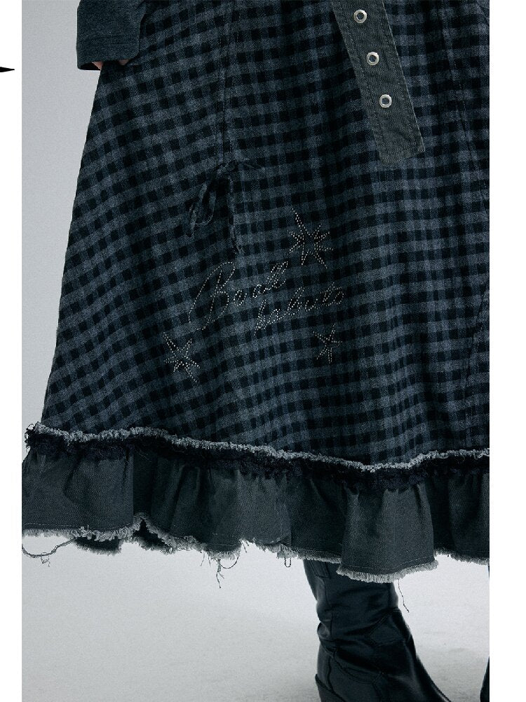 Raw Edge Plaid Patchwork Skirt【s0000016264】