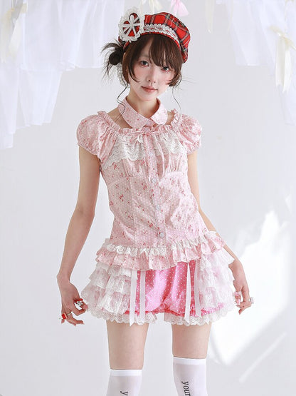 Pink Polka Dot Lolita Pants Skirt【s0000016552】