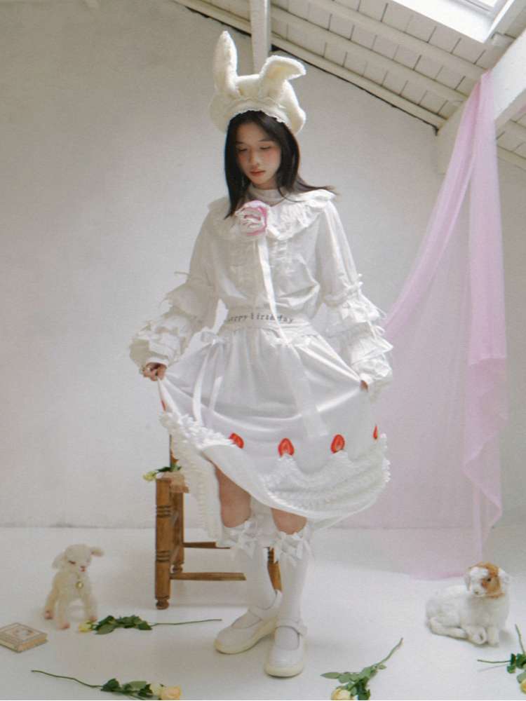 Strawberry Print Two-piece Skirt Dress【s0000014936】