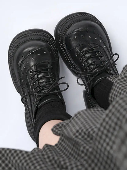 Gothic-Style Lace-Up Square-Toe Shoes【s0000014183】