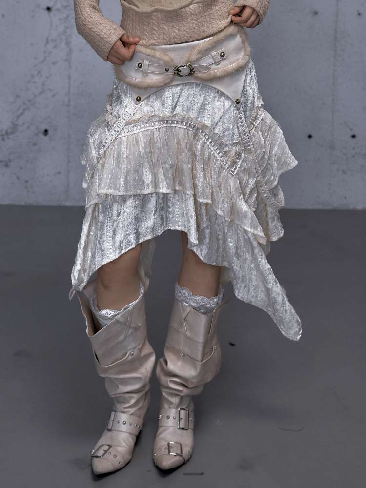 Vintage Lace Irregular Velvet Skirt【s0000014930】