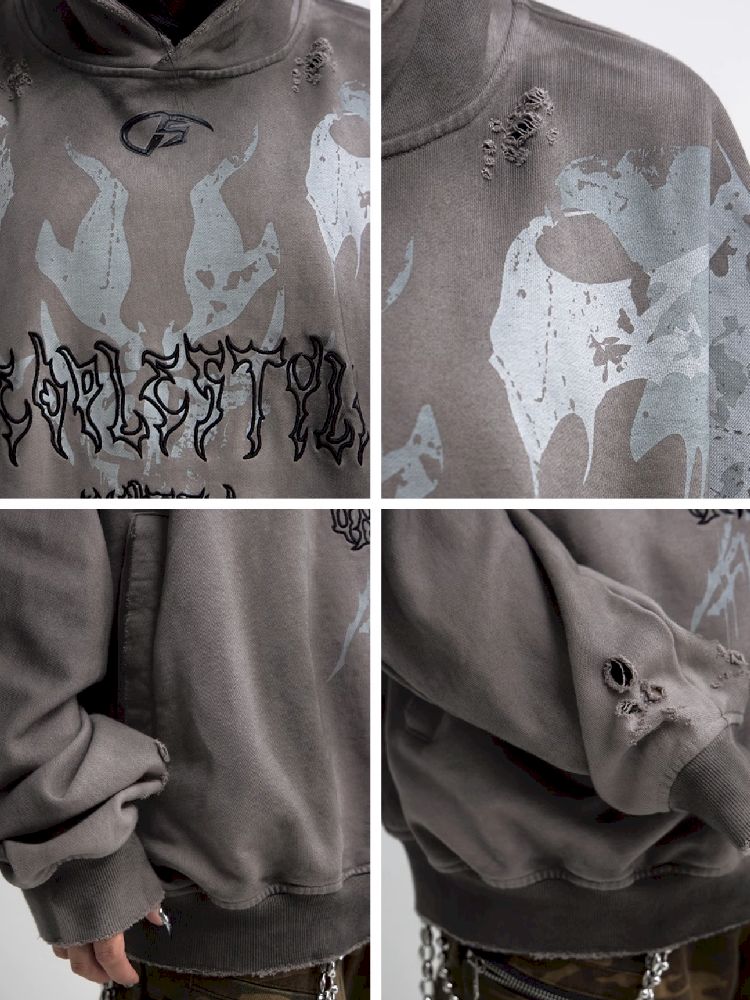 Embroidered Hooded Sweatshirt【s0000011349】