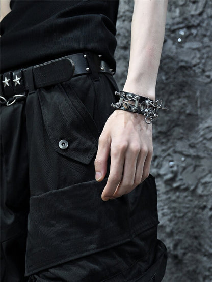 Heavy Hardcore Punk Leather Bracelet【s0000018871】