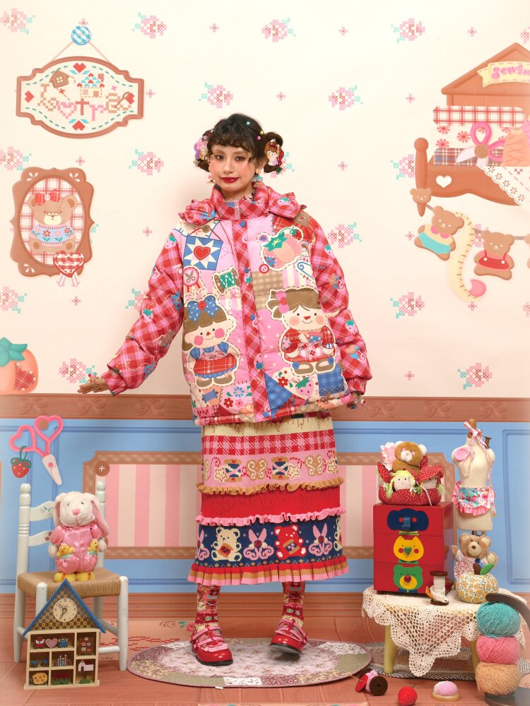 Red Navy Blue Lace Knitted Skirt【s0000015569】