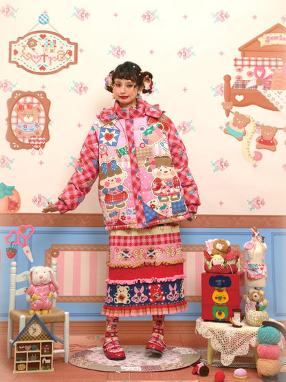 Red Navy Blue Lace Knitted Skirt【s0000015569】