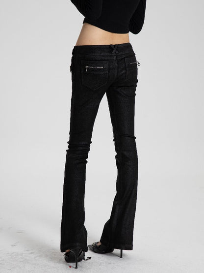 Waxed Multi Strap Flared Pants【s0000018565】