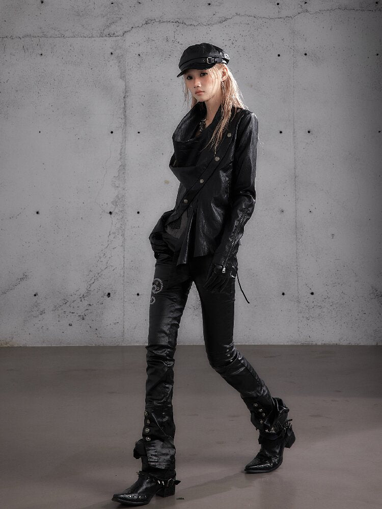 Washed Wax Leather Skinny Pants【s0000019162】