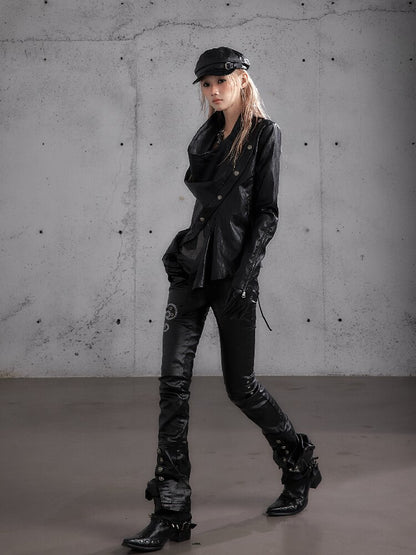 Washed Wax Leather Skinny Pants【s0000019162】