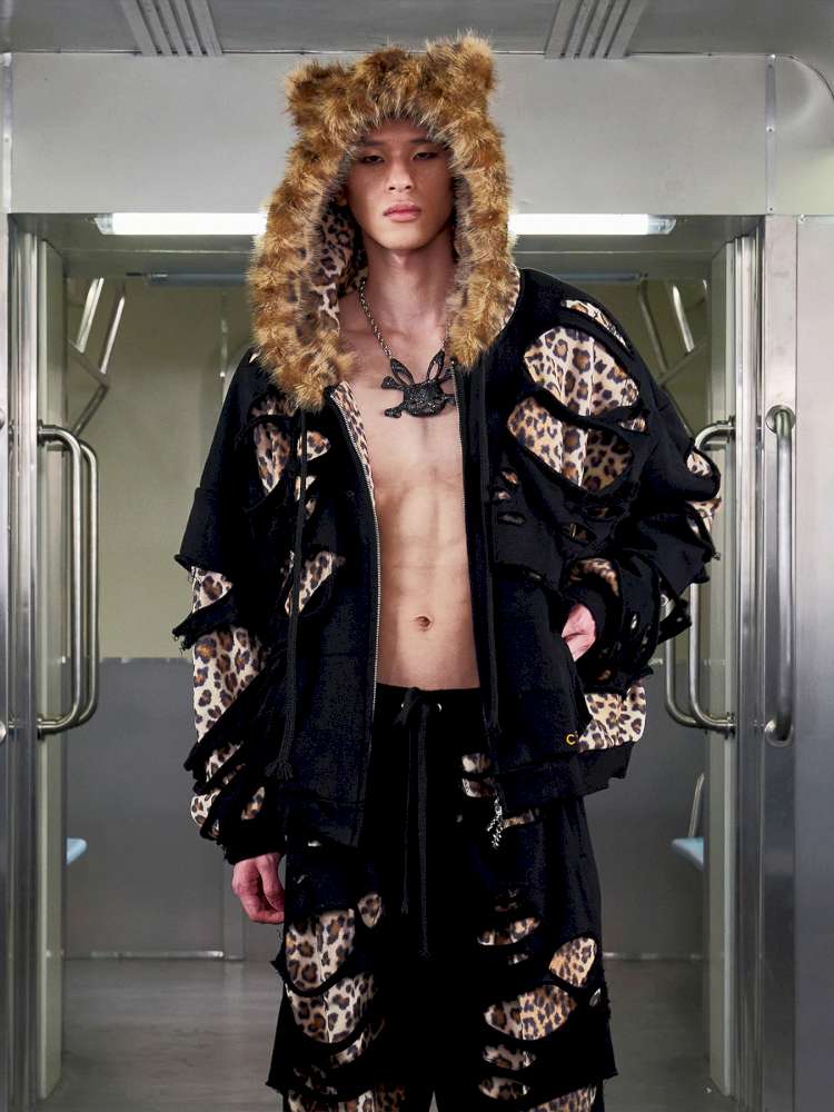 Leopard Print Rip Double Sweatshirt【s0000014646】