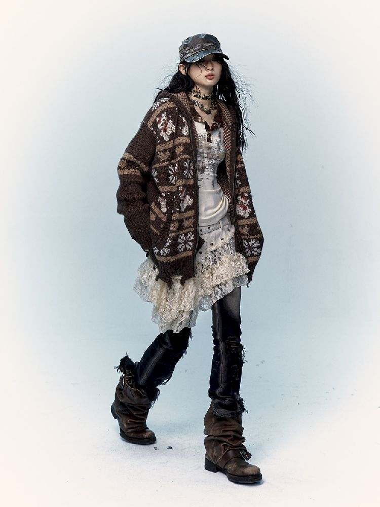 Mohair Wool Knit Cardigan Sweater【s0000011217】